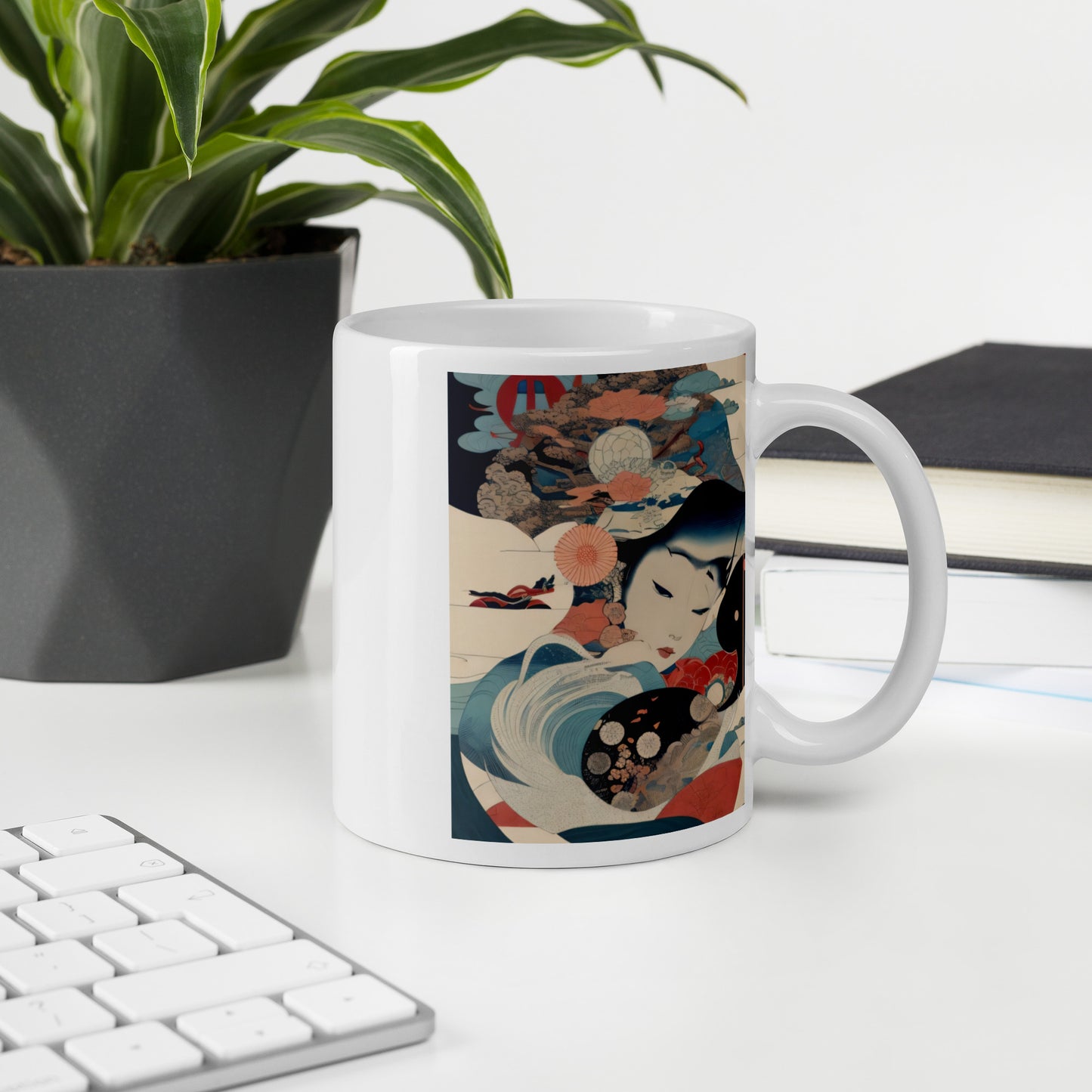 White glossy mug